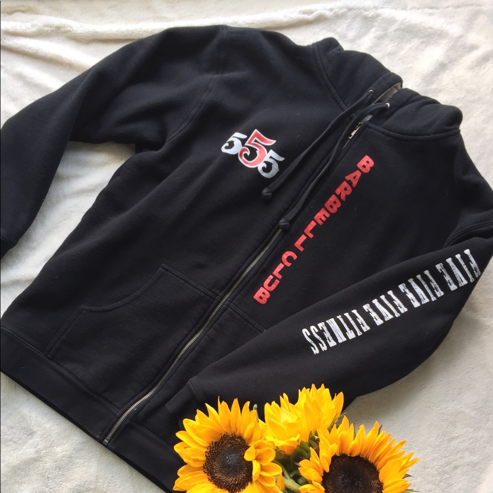 555 Fitness sherpa lined zip-up hoodie